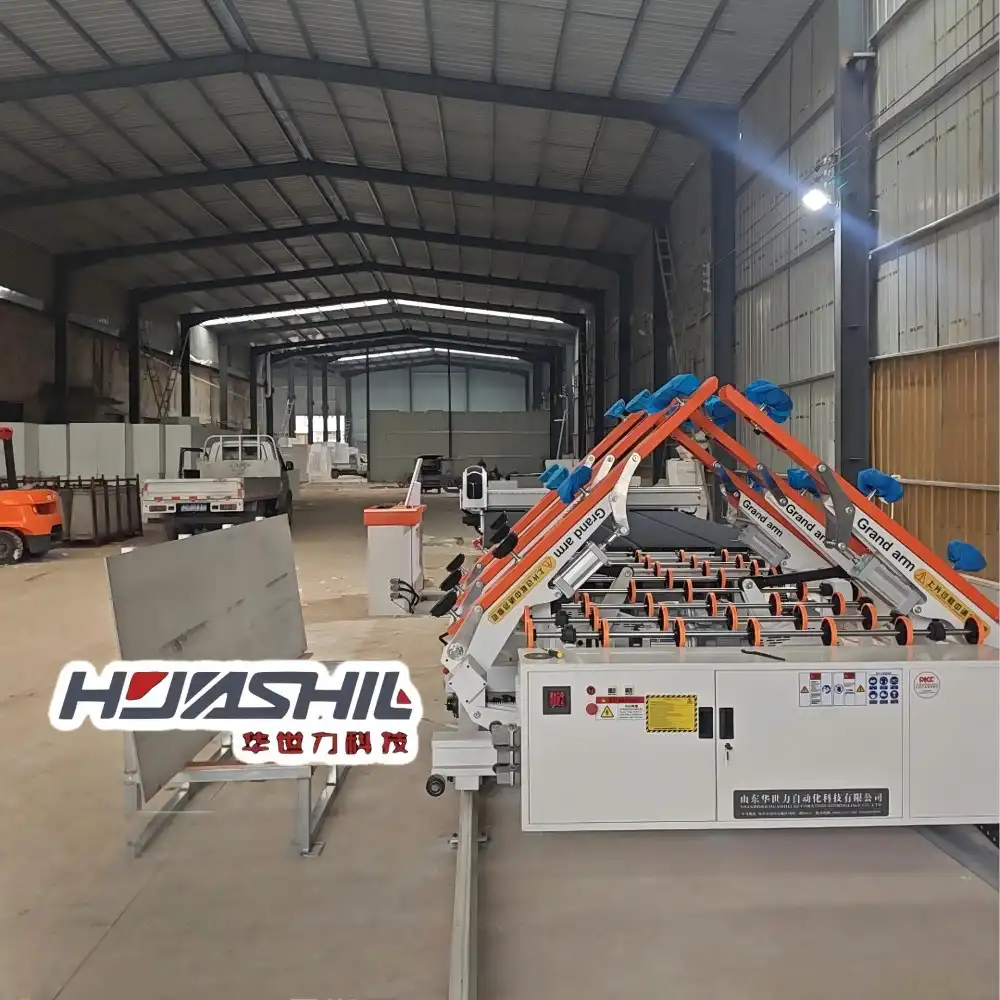 What safety systems should a mirror loading and cutting machine include?